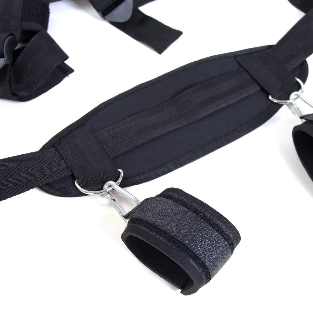  Frog BDSM Bondage Adult Handcuffs Bed Straps Set Kit with Furry Adjustable Hand Wrist Ankle Cuffs a