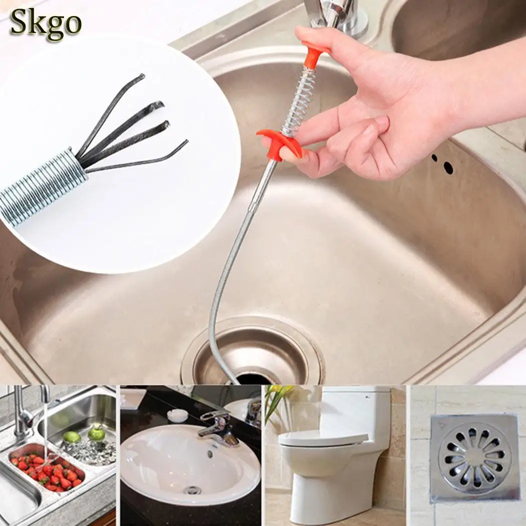 Toilet Dredge Pipe Snake Brush Tools Bathroom Hair Sewer Cleaning Brush ...