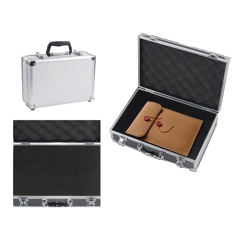 

Toolbox Aluminum Tool Box Portable Instrument Box Storage Case with Lining Handheld Impact Resistant Storage Case Two Size