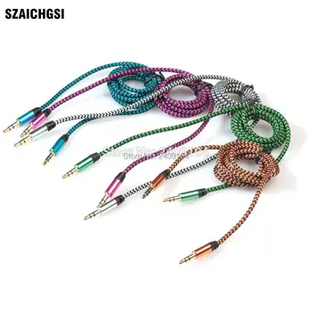 

SZAICHGSI Nylon Braided Male to Male Jack Audio Cable Stereo Extension Cord For CD Player DVD Phone Car Sound Speaker 1000pcs
