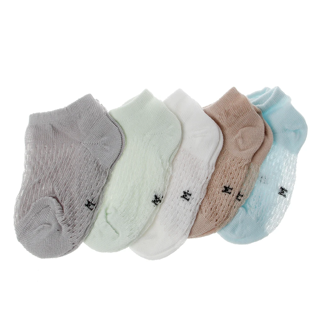 

5 Pairs Newborns Baby Socks Summers Infant Baby Cotton Mesh Thin Socks Breathable Boys Girls Hollow Lace Socks