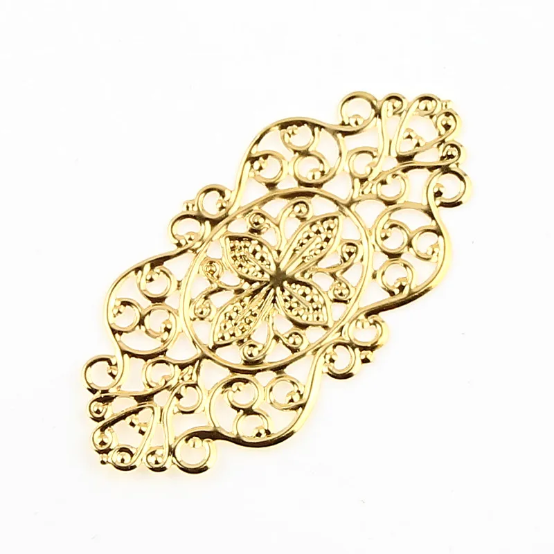 

Leaves Filigree Wraps 25Pcs Gold Metal Connectors Crafts 57x18mm for Jewelry Making DIY Accessories Charm Pendant