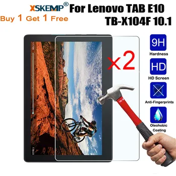 

XSKEMP 2Pcs/Lot Premium Tempered Glass For Lenovo TAB E10 TB-X104F 10.1 Anti-Shatter LCD Tablet Screen Protector Protective Film