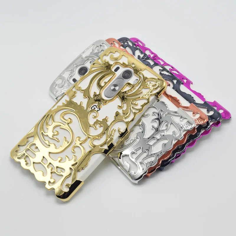 

Artistic Flower Carving For LG G3 D850 D855 F400 Cooling Case Hollow-Out Plastic Plating Cell Phone Bags Cover Case