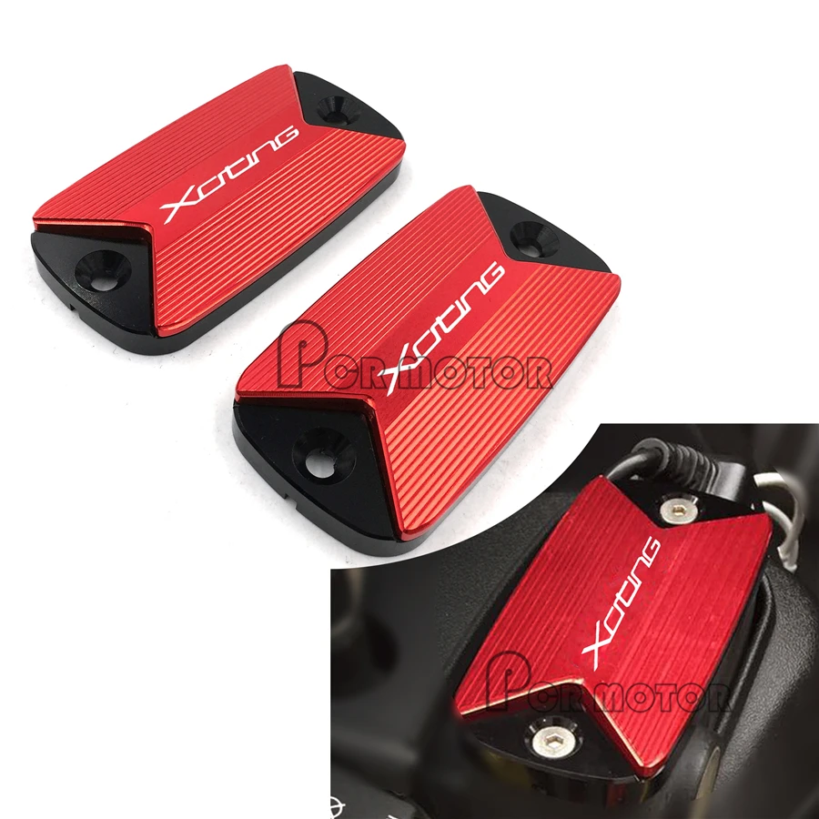 

2 Pieces Motorcycle CNC billet Aluminum Front Fluid Reservoir Cap Cover For KYMCO XCITING 250 300 350 400 500