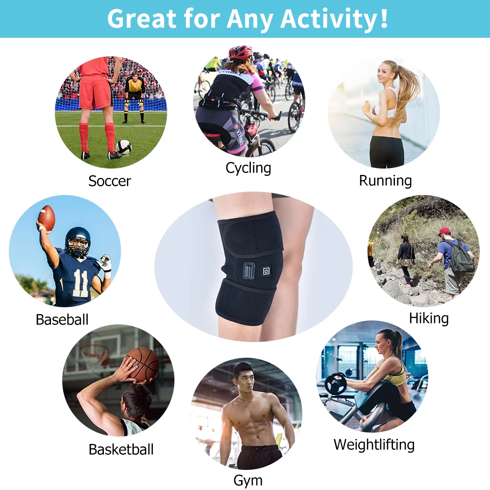 Best Knee Brace Support Wrap Massager Infrared Heating Hot Therapy Arthritis Cramps Pain Relief Injury Recovery Knee Rehabilitation