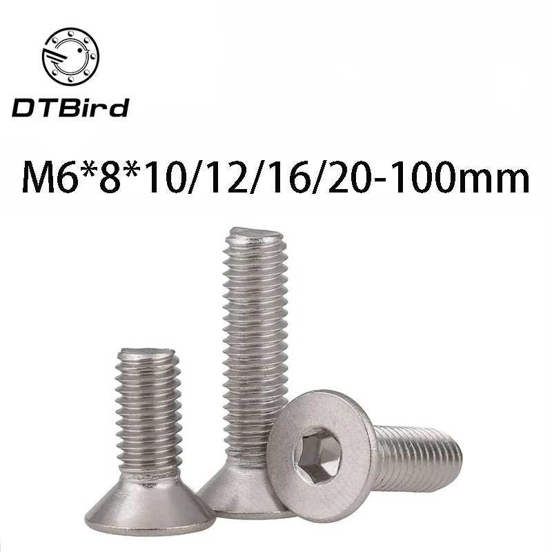 

1pc 304 Stainless Steel DIN7991 Countersunk Head (flat Head) Socket Head Cap Screws M6*8*10/12/16/20-100mm