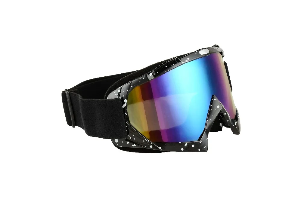 Motocross Ski Glasses Goggle With Nose Guard Dark Gray Silver Print
