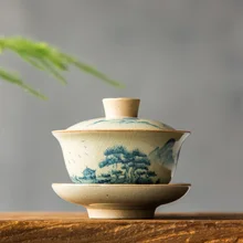 Китайский чайный сервиз Turee Gaiwan, винтажный, ручная роспись, керамический чайный сервиз, ручная роспись, фарфоровый чайный набор кунг-фу, чаша