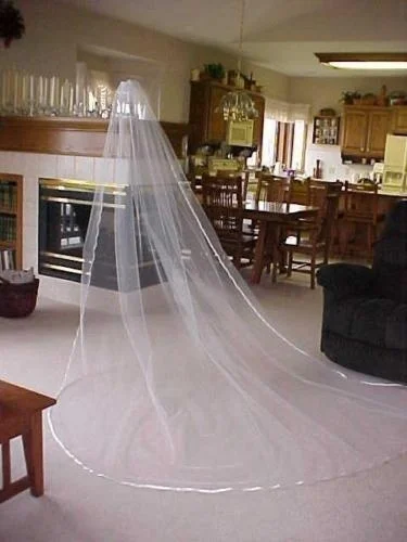 

new cathedral wedding veil ribbon edge White Ivory 3M Bridal Veils with comb bridal accessories