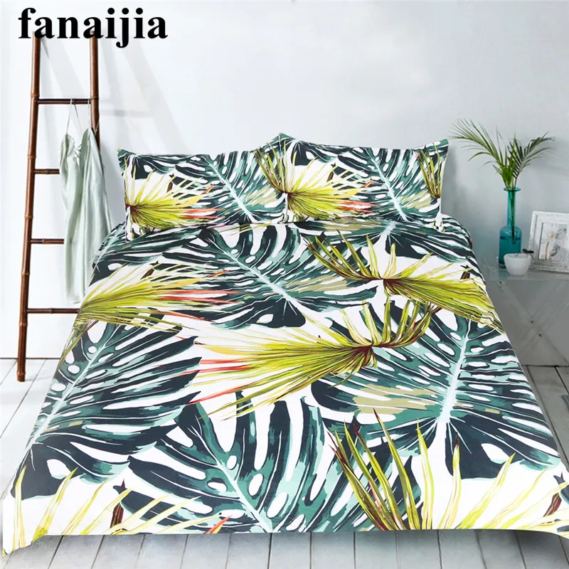 Fanaijia botanical 3pcs duvet and Bedding Set Bohemian Print Duvet Cover set with pillowcase