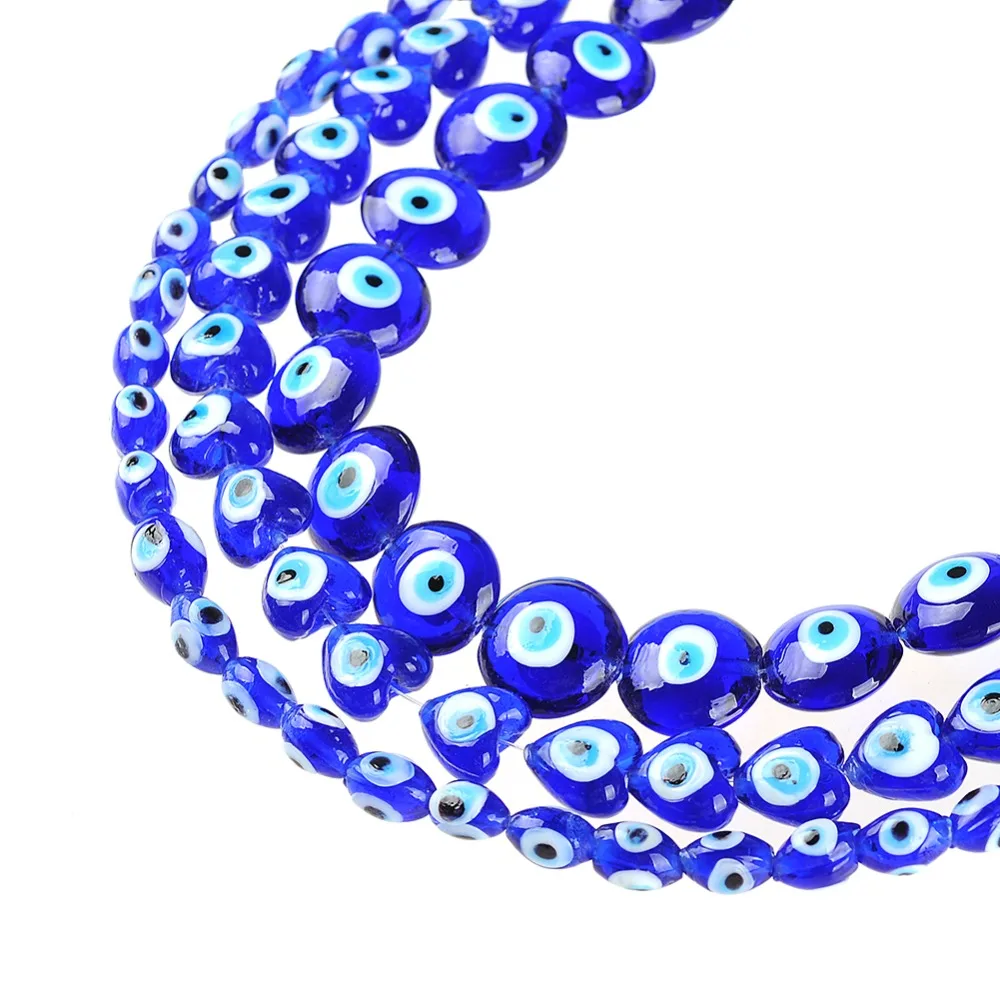 Синий круглый сердце овальной формы сглаза бусины лэмпворк глазурованные стеклянные бусины для браслета ожерелье DIY Изготовление ювелирных изделий торговля