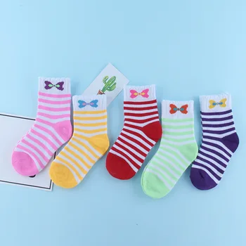 

1PC Children socks, bow tie, tube socks, cotton Baby Girl Socks Striped flower socks