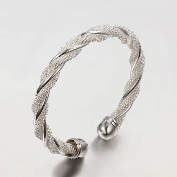 YHAMNI New Arrival 925 Sterling Silver Twisted Bangle Bracelet For