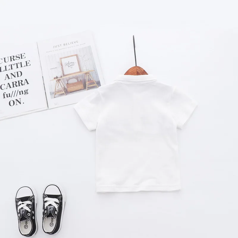 Fashion Summer Cotton Baby Boys Short Sleeved T-shirt Cartoon Embroidery Children Tees Kids Tops For Age 2-7 Years Old