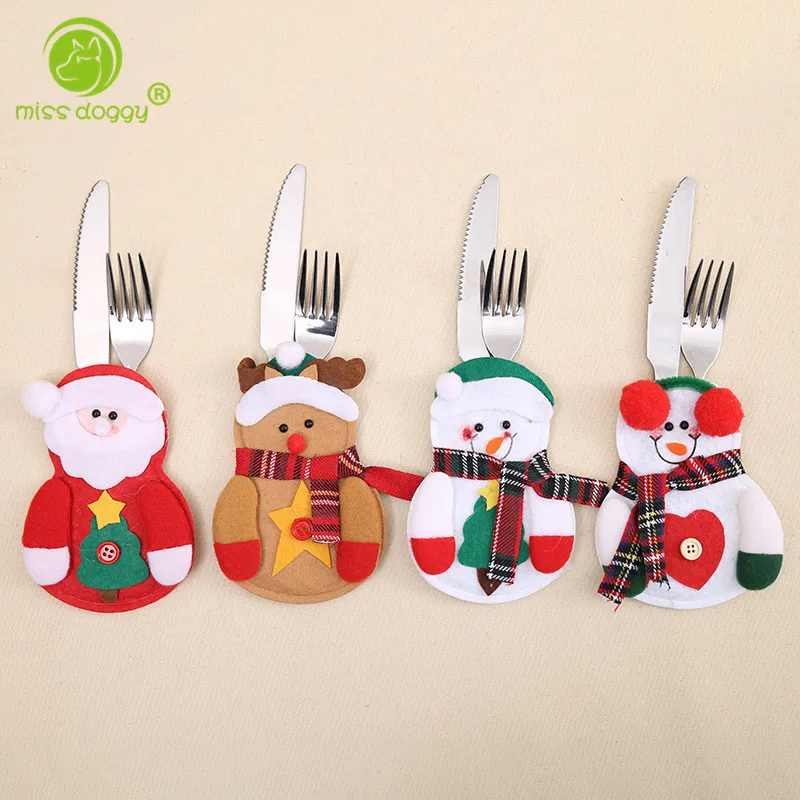 

3 PCS Knife and Fork Set Tree 2018 New Year Christmas Home Dinner Party Christmas Accessories Decorations for Home Table 910A