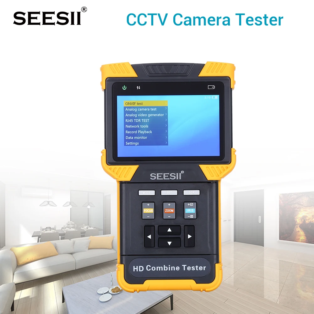 

Seesii DT-T70 4.0" Display HD Combine CCTV Tester Monitor H.264 4K IP Analog Camera Tester ONVIF TDR RJ45 Cable Test