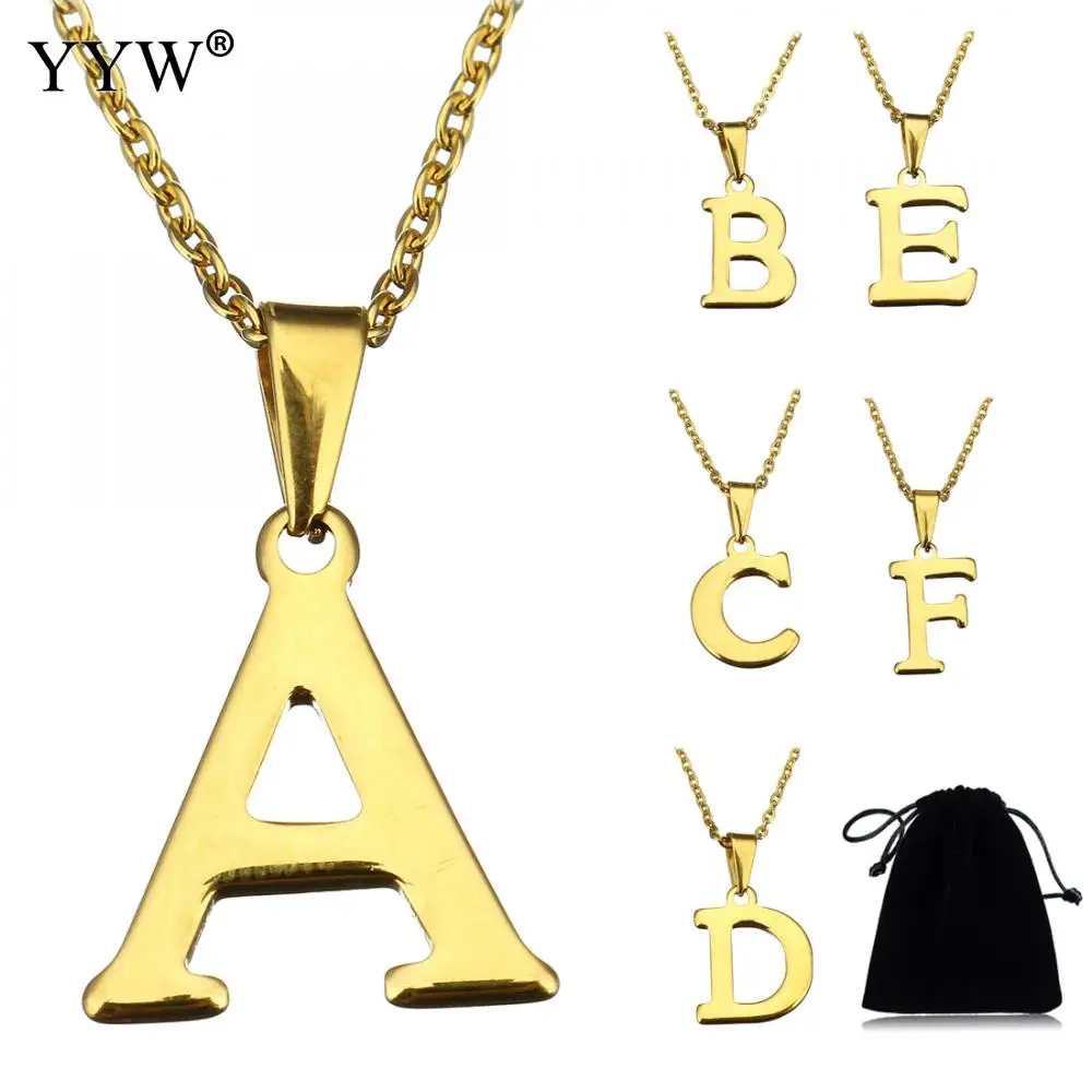 

Fashion gold Men Alphabet A-X Stainless Steel Letter Pendant Initial Word Love Choker Necklace Christmas gift