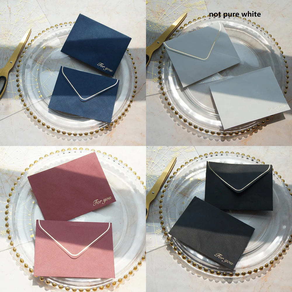 

13.5*10cm 25pcs Gold for You Dark Red Blue Black White Envelope As Greeting Card Wedding Birthday Party Invitation Envelope DIY