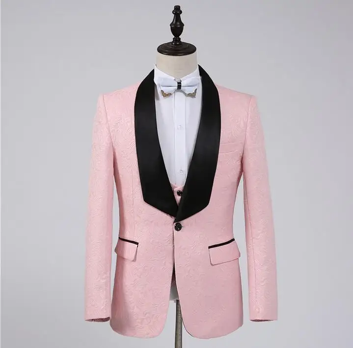 Mannen pakken ontwerpen homme terno podium kostuums voor zangers mannen blazer dans kleding jas ster stijl jurk punk roze + vest Mannen pakken ontwerpen homme terno podium kostuums voor zangers mannen blazer dans kleding jas ster stijl jurk punk roze + vest