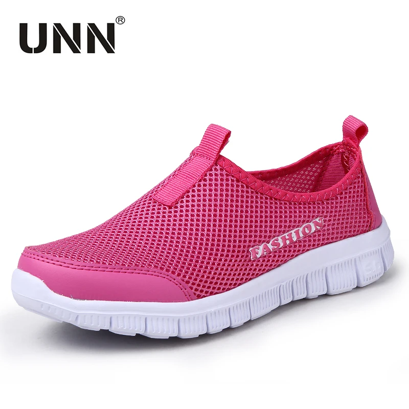 

UNN Unisex Women Shoes Soft Breathable Mesh Super Running Shoes Men Summer Sport Walking Shoes Blue