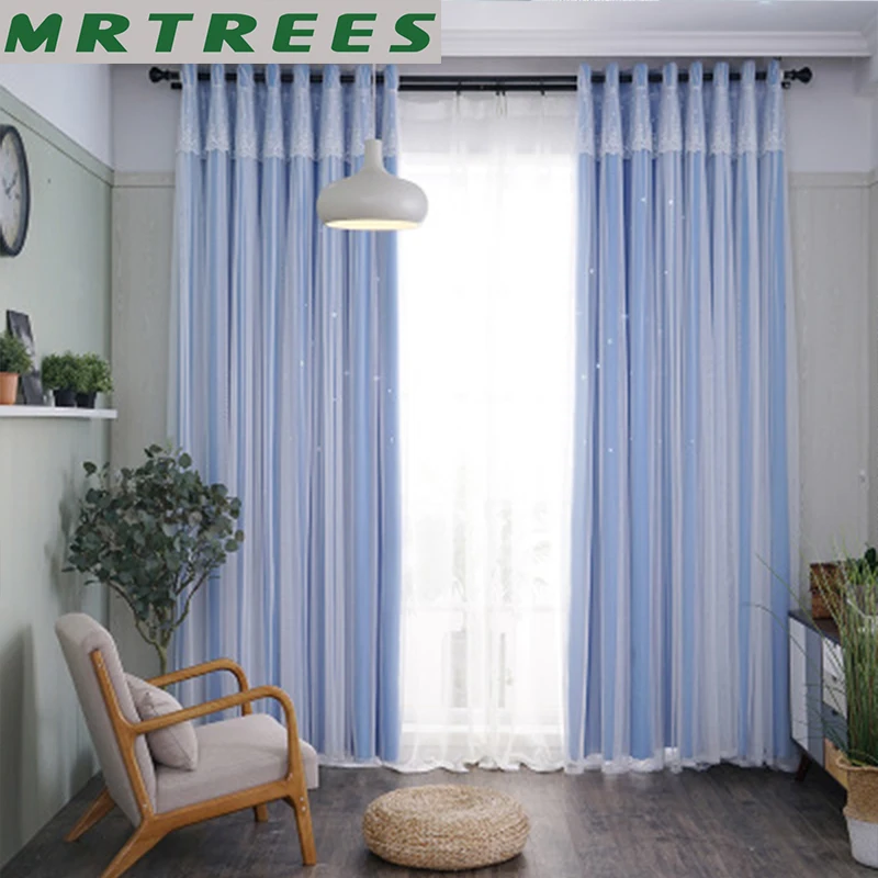 

MRTREES Blackout Curtains for Living Room Kitchen Modern Tulle Curtains for Bedroom Window Curtain Gradien Fabric Blinds Drapes