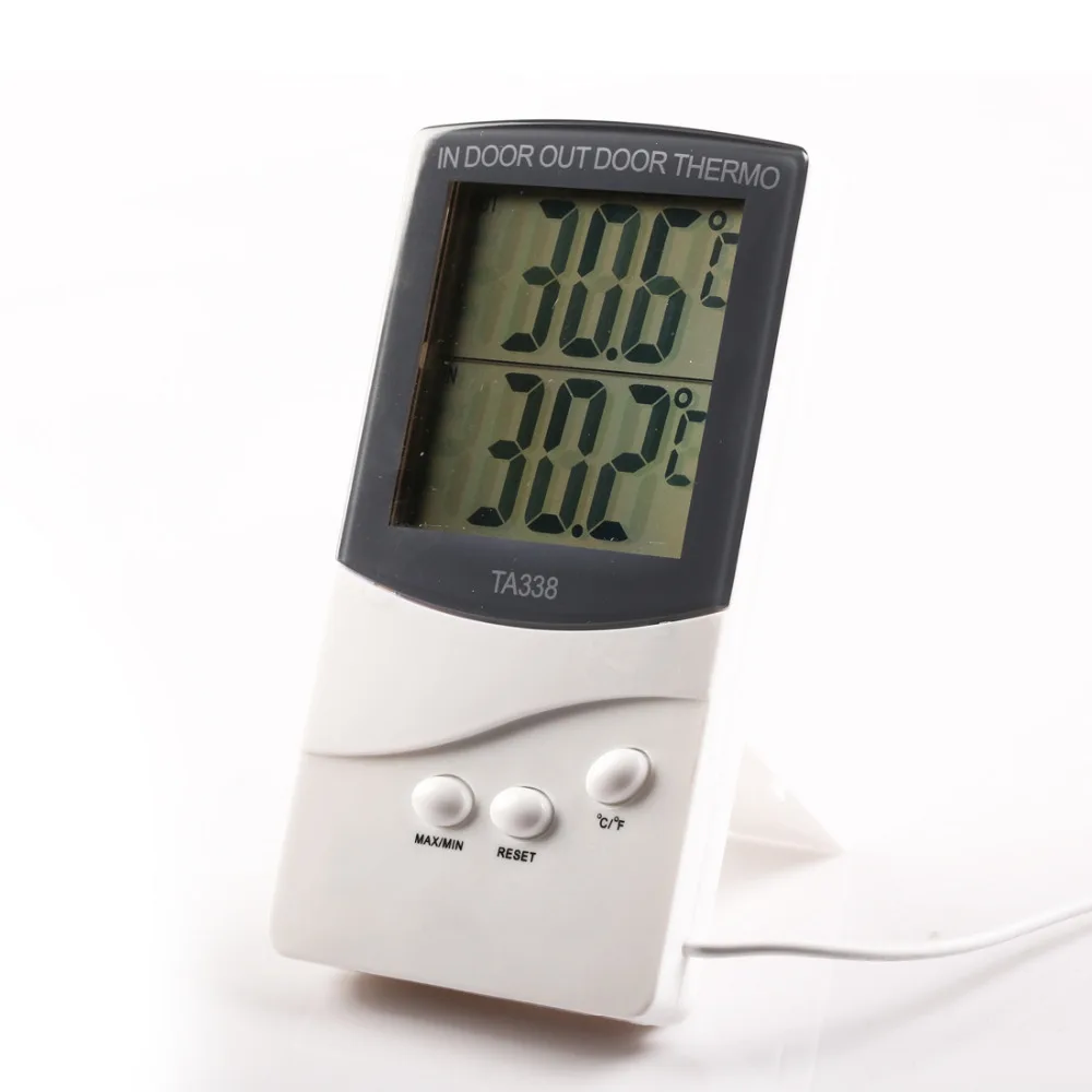 1pcs White Digital LCD Indoor/ Outdoor Thermometer Temperature Meter with Memory Functionin