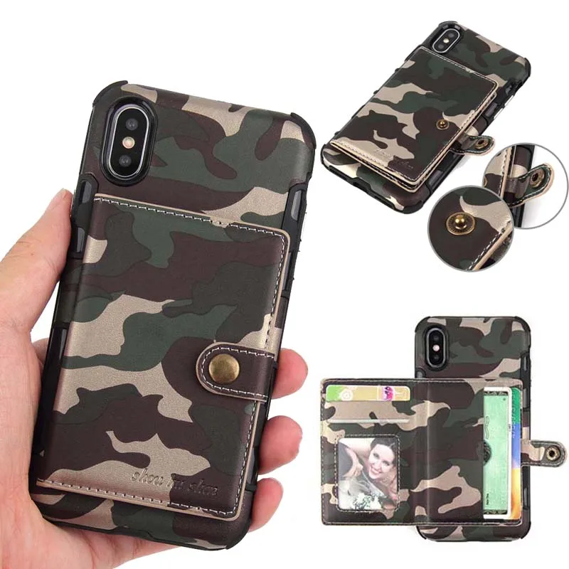 For iphone XR 6 6S Plus PU Leather Amy Camo Phone Bag Case for XS Max 7 8 X 10 6plus Coque 7plus Cover | Чехлы для смартфонов