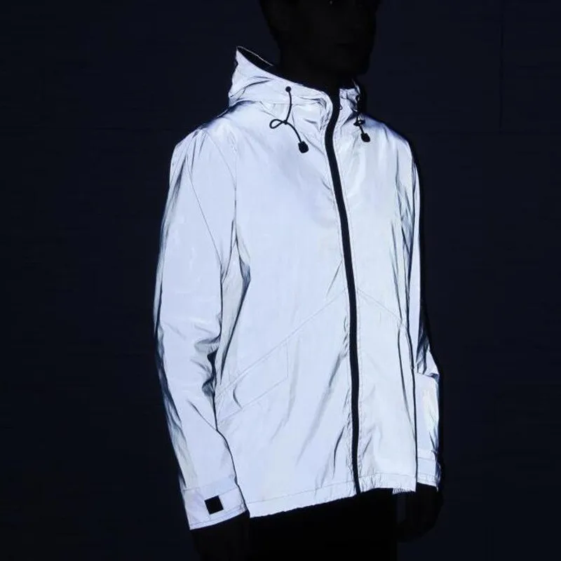 Goedkoop Nieuwe 3M Volledige Reflecterende Jas Mannen Vrouwen Harajuku Windjack Jassen Hooded Hiphop Streetwear Night Shiny Jassen 3M jas