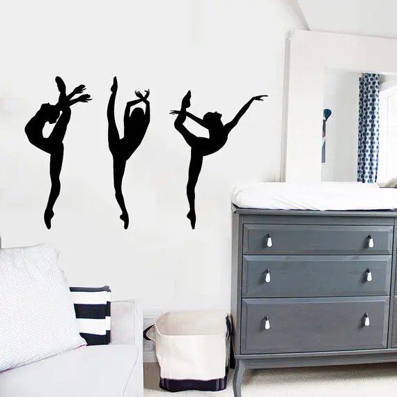 

Vinyl Mural Sticker Home Decor Mural Ballerina Acrobatics Girl Ballet Dancer Gymnastics Sport Jump Home Living Room Decor Y-923