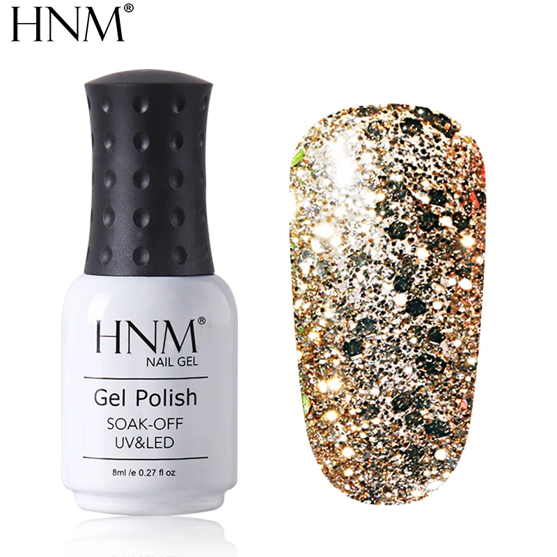 HNM, 8 мл, алмазная УФ-лампа, светодиодный гель для ногтей, блестящая краска, геллак для замачивания, Полупостоянный лаковый лак, эмалированный Гель-лак для ногтей, чернила