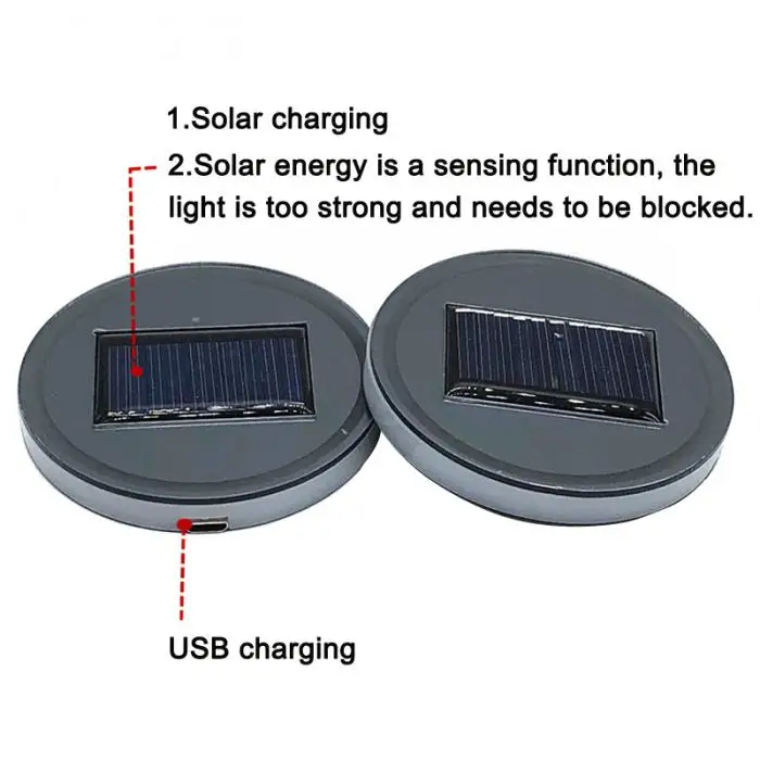 Проводится акция! 2 шт Солнечный СВЕТОДИОДНЫЙ Автомобильный подстаканник с зарядкой от usb, автомобильные декоративные огни для украшения интерьера