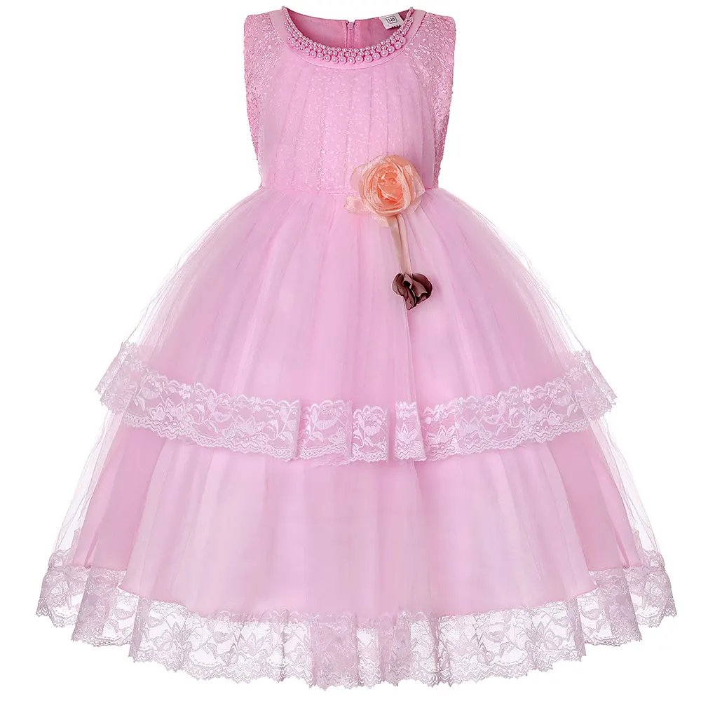 

Girls Wedding Party Dress Children Festival Dress Costumes Flower Girls Lace Princess Dress Kids Dresses For Girls 4-13 Years
