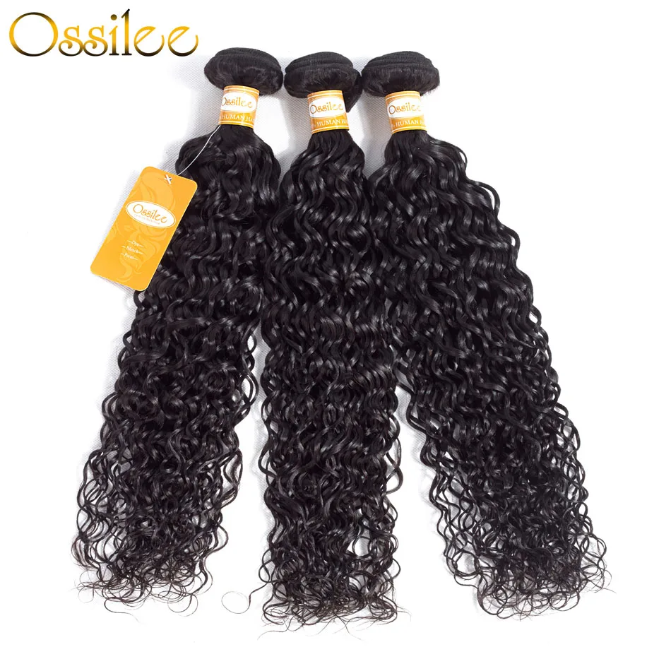 Ossilee Water Wave Bundles Brazilian Hair Weave Bundles Human Hair Bundles Natural Black Color NonRemy Hair Extentions 1/3/4Pcs