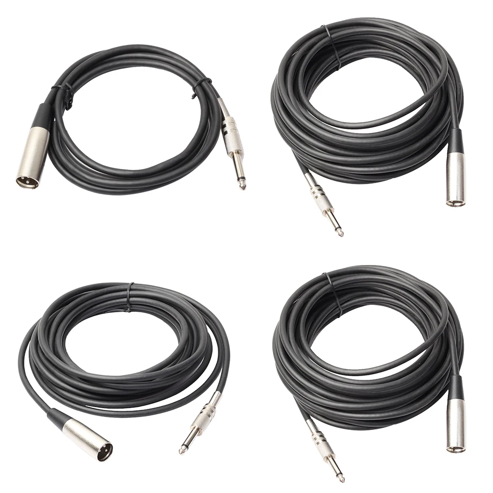 

1.8m/3m/5m XLR 3-Pin Male to 6.35mm 1/4" Mono Jack Plug Shielded Microphone Mic Audio Cord Cable Microphone cord wire Black