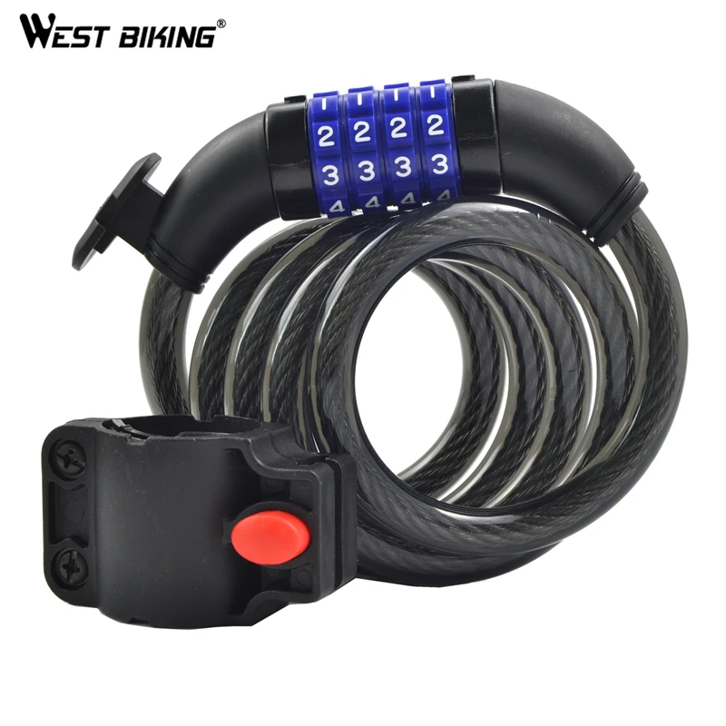Cable Chain Anti-theft Coded Security 4 Digital Password Bicycle Lock Cycling