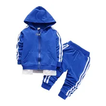 Демисезонный для малыша; на каждый день; Спортивный костюм для мальчиков и девочек Толстовки с капюшоном на молнии и штаны 2 шт./компл. модная детская одежда из хлопка, Костюмы спортивные комплекты