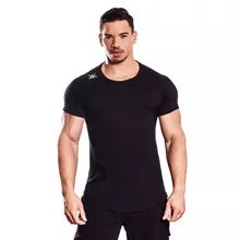 Сезон: весна–лето Для мужчин короткий рукав спорт бег рубашка дышащий Обучение Фитнес Футболка Тренажерный зал Бодибилдинг Костюмы Спортивная