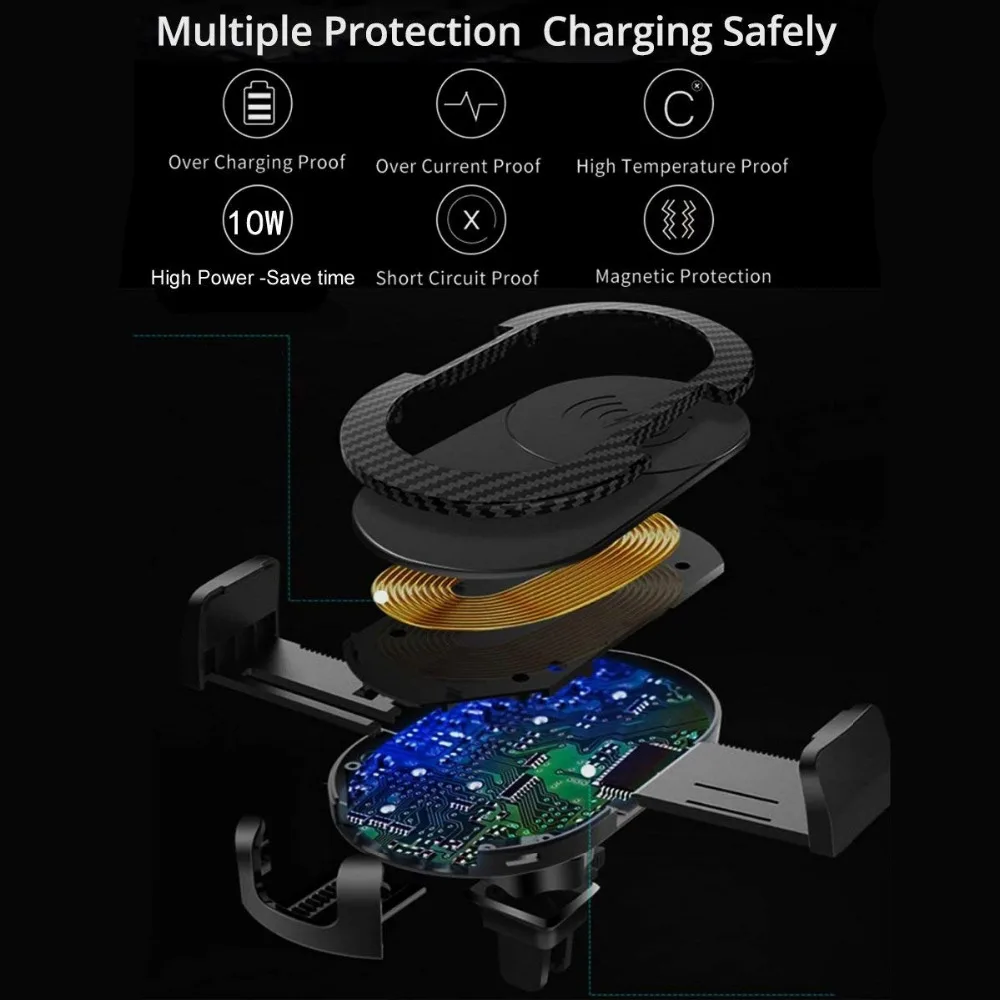 DCAE سيارة لاسلكية شاحن تشى اللاسلكية شحن الهواء تنفيس قوس Usb حامل هاتف ل فون XS ماكس XR X 8 سامسونج S9 s8 ملاحظة 8 9