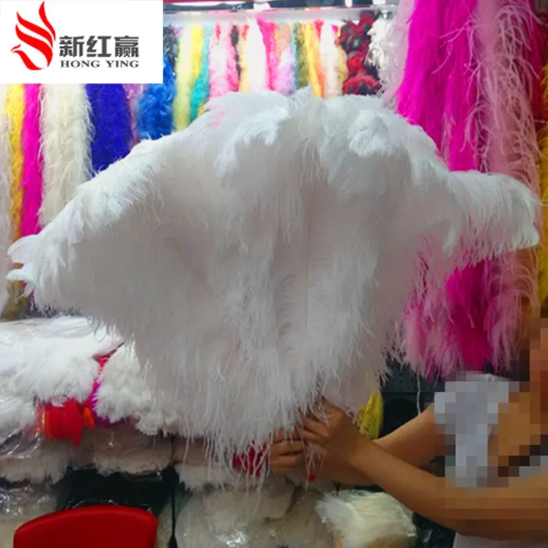 Высокое качество, 10 шт., толстое перо страуса, белое оперение страуса 55-60 см/22-24 дюйма, Перьевые Украшения для выступлений