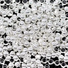 DoreenBeads сплав Обжимные бусины Круглый Серебряный цвет 2 мм 3,5 мм(1/") Диаметр, 50 штук Новинка