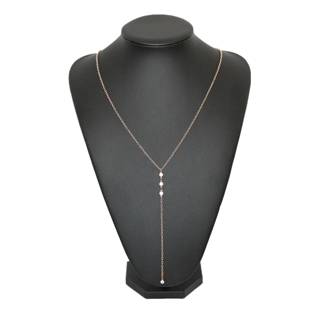 Shadela Gold Chain Crystal Y Shape Necklace Maxi Necklace Back Chain
