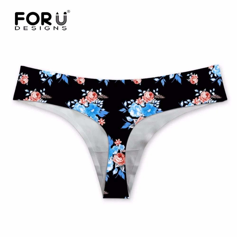 FORUDESIGNS 3D Printing Flower Women Seamless Panties Sexy Floral Pattern G Strings Underpants Spandex Thong Briefs Low Waist|seamless panties|women
