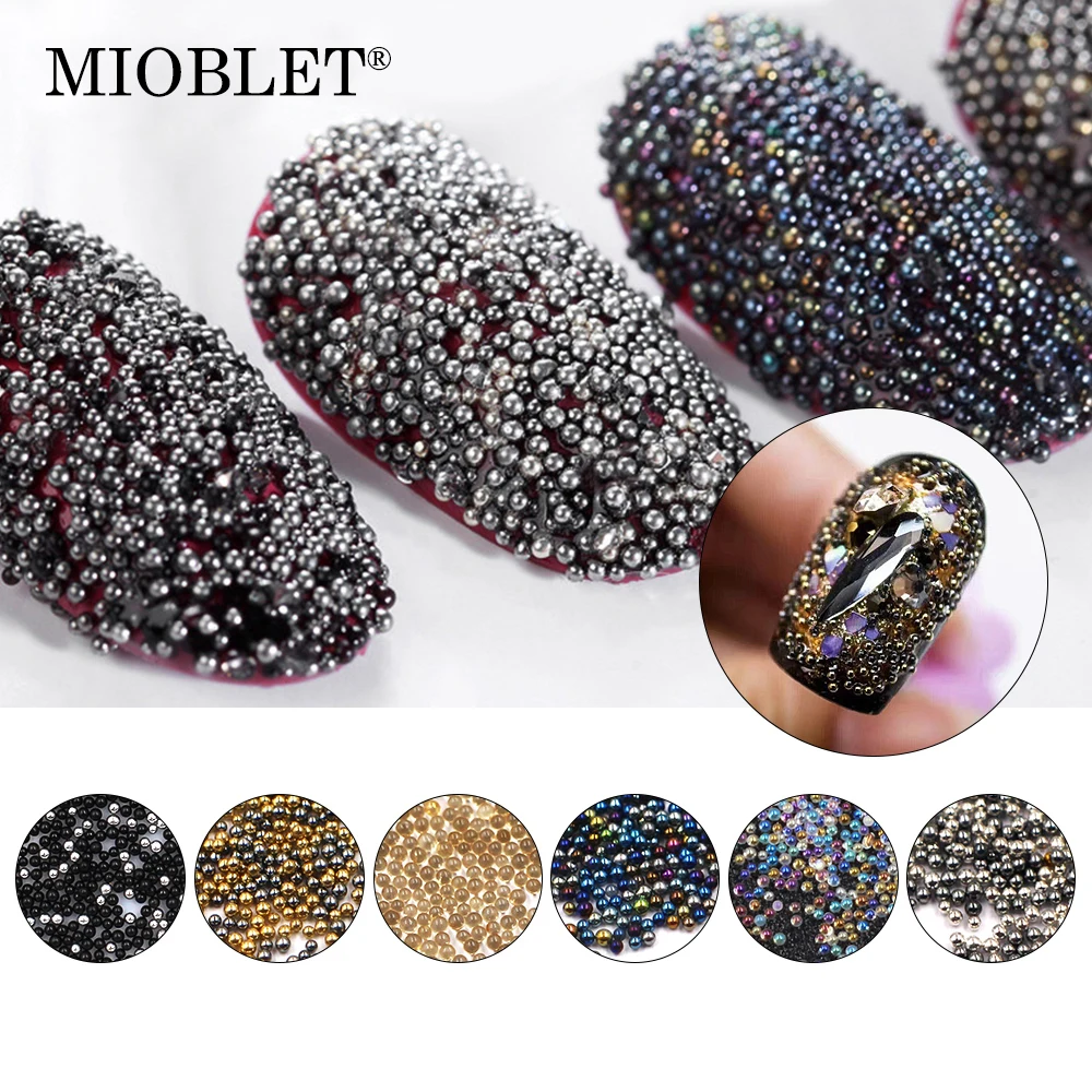 5000Pcs 0.8mm Colorful Mini Nail Art Beads Gradient Rhinestones 3D Tip ...