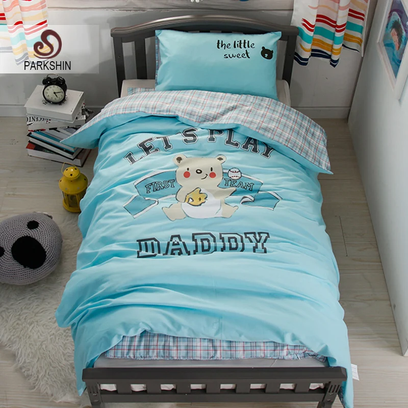 

Parkshin Child Cartoon Blue Lovely Hball Active Printing Bedding Set 100%Cotton Soft Protect Kids Skin Comfortable Bedspread