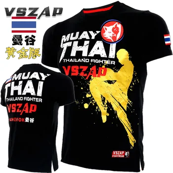 

VSZAP fighting fight sports MMA short sleeved T shirt wulin wind muaythai broadcast for fitness male muscle training clothes