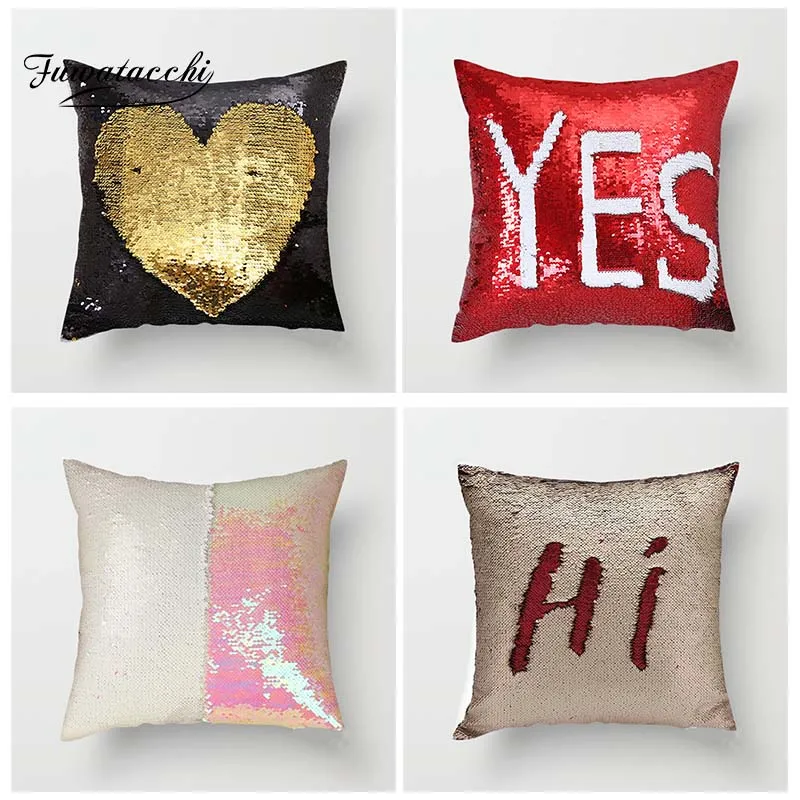 

Fuwatacchi Designed By Your Wish Mermaid Sequin Cushion Cover Magical Throw Pillowcase Color Changing Reversible Pillow Case