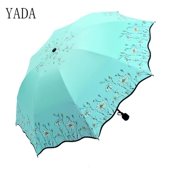 

YADA Black Flowers Charms Folding Umbrella Rain Women uv High Quality Umbrella For Womens brand Windproof Custom Umbrellas YS111