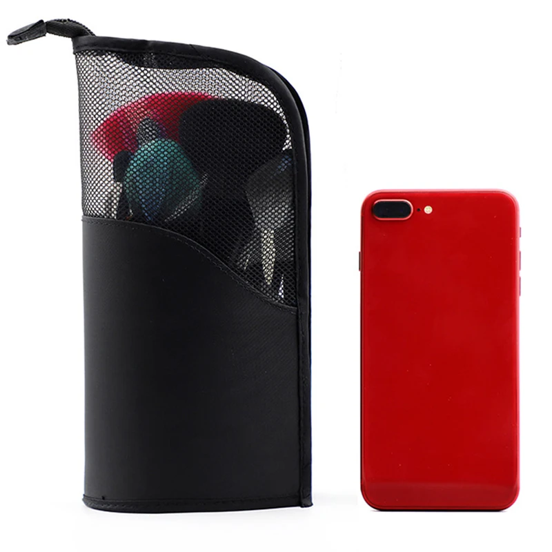 

Hot Sale Travel Makeup Brush Bag Vacuum Organizer Bag Zipper Black Practical Mesh Cosmetics Storage Case