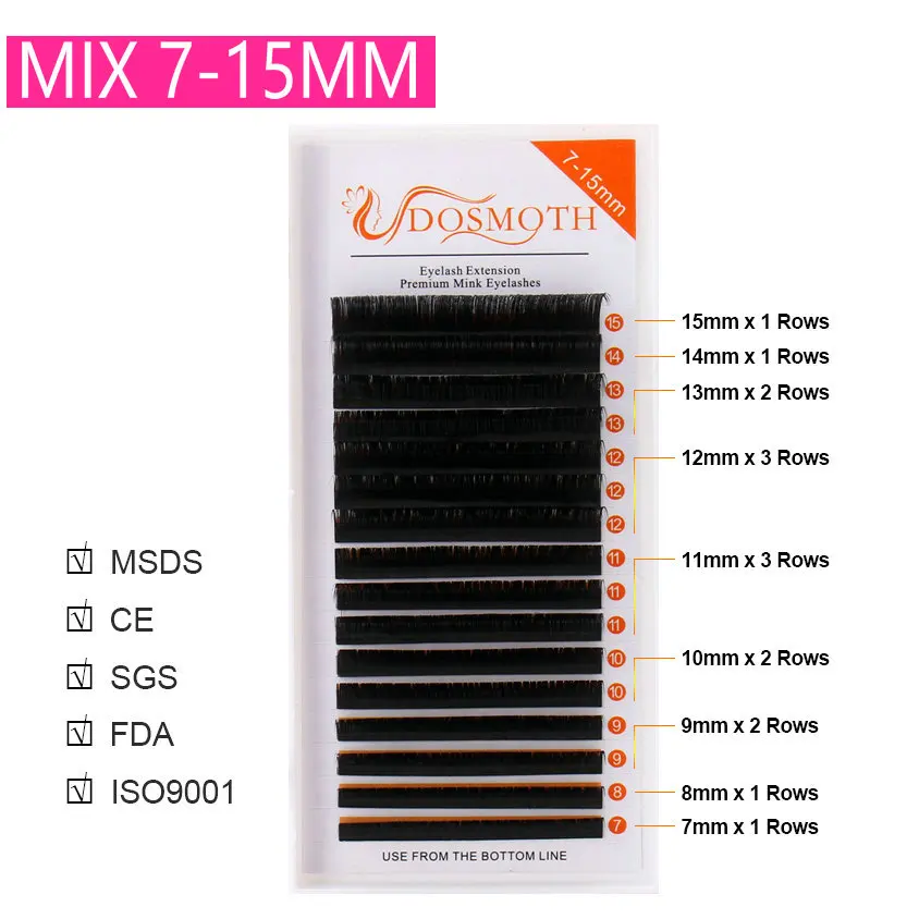 5box  16rows/case,7~15mm mix , individual eyelash extension,Natural mink eyelashes makeup False eyelash, soft lash masscaku 1 box 8 20mm individual eyelashes mink eyelash extension soft matte eyelash fake false eye lash eyelashes